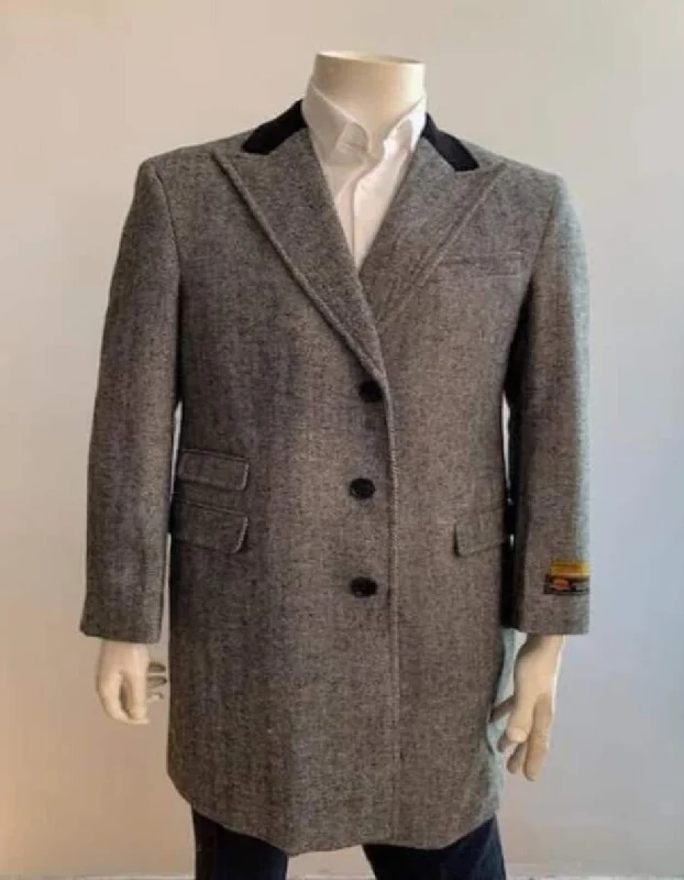 Chesterfiled Overcoat - Chesterfiled Three Qurter men's Coat Wool Topcoat + Gray