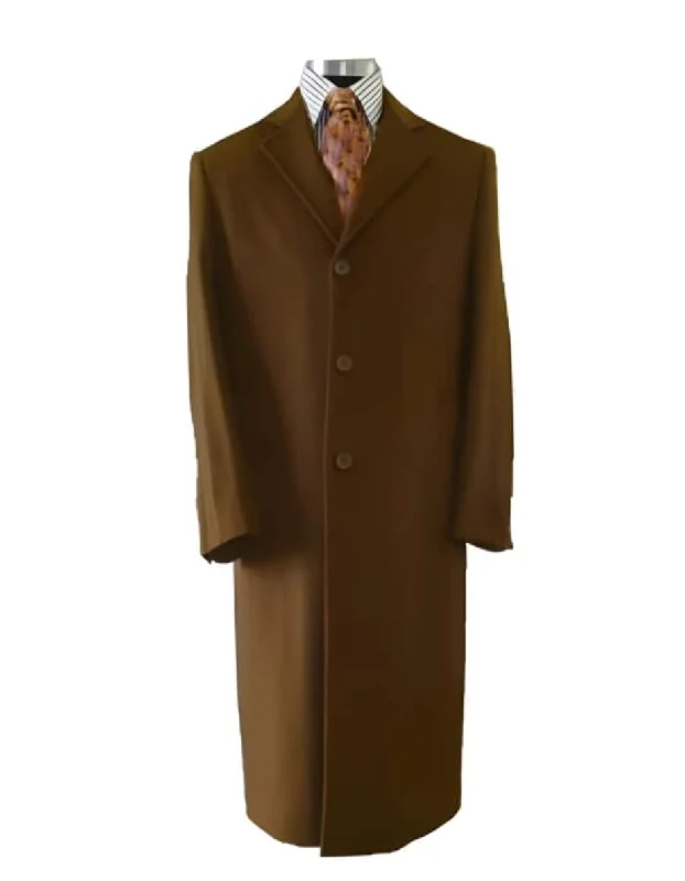 Mens Overcoat Mens Dress Coat Vicuna Light Brown - Dark Camel ~ Light Brown ~ Rust ~ Copper ~ Cognac Mixture Dark Camel Long Men's Dress Topcoat - Winter Coat Full Length