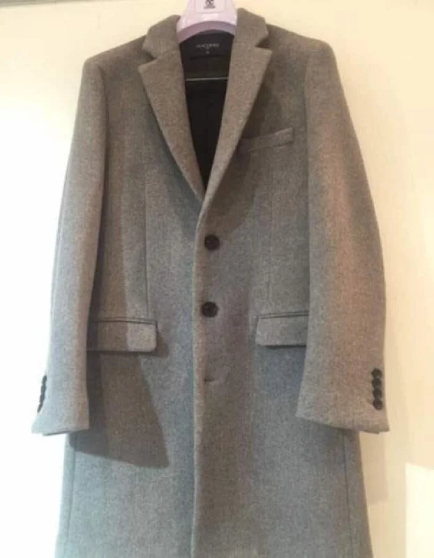 Mens Overcoat - Topcoat For Men - Winter Fabric - Light Grey Overcoat - Mens Light Grey Overcoat