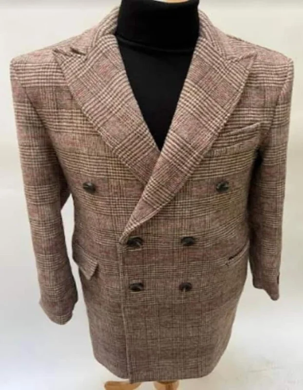 Mens Overcoat - Topcoat For Men - Winter Fabric -Mens Plaid Overcoat - Wool Peacoat - Plaid Topcoats