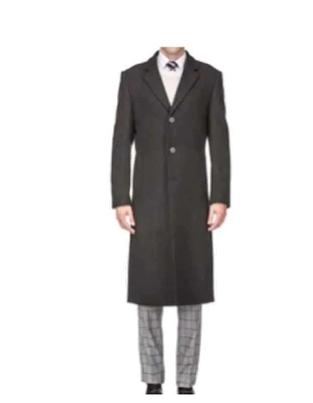 Mens Overcoat - Topcoat For Men - Winter Fabric Modern OverCoat Charcoal