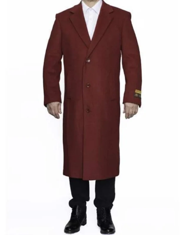 Red Trench Coat - Long Red Coat - Mens Red Peacoat - Mens Red Overcoat - Wool Fabric