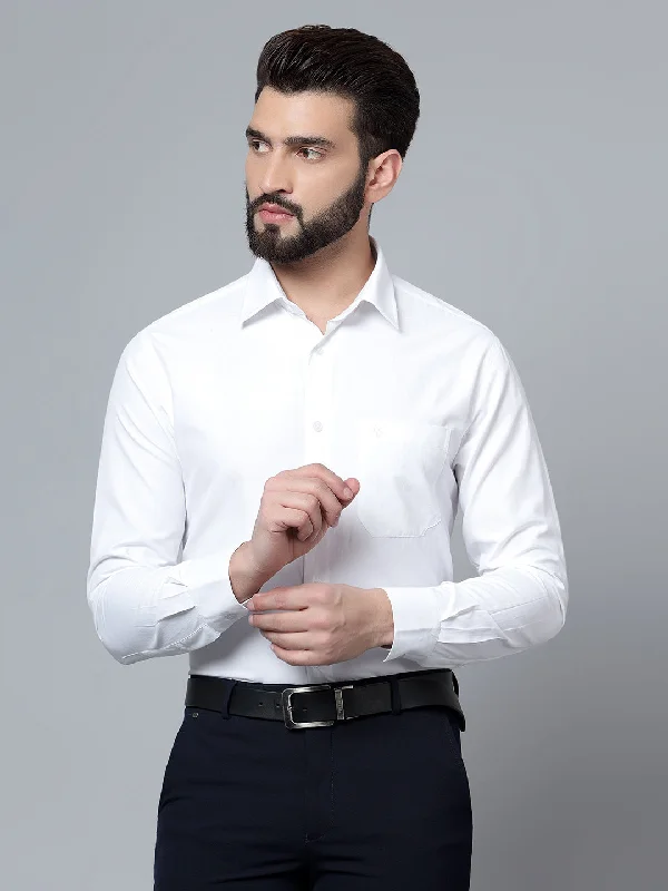 Men's White Formal Plain Full Sleeve Shirt