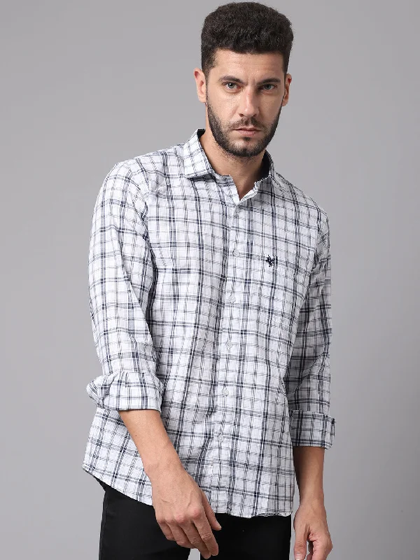 Men's White Casual Medium Checks Full Sleeve Shirt