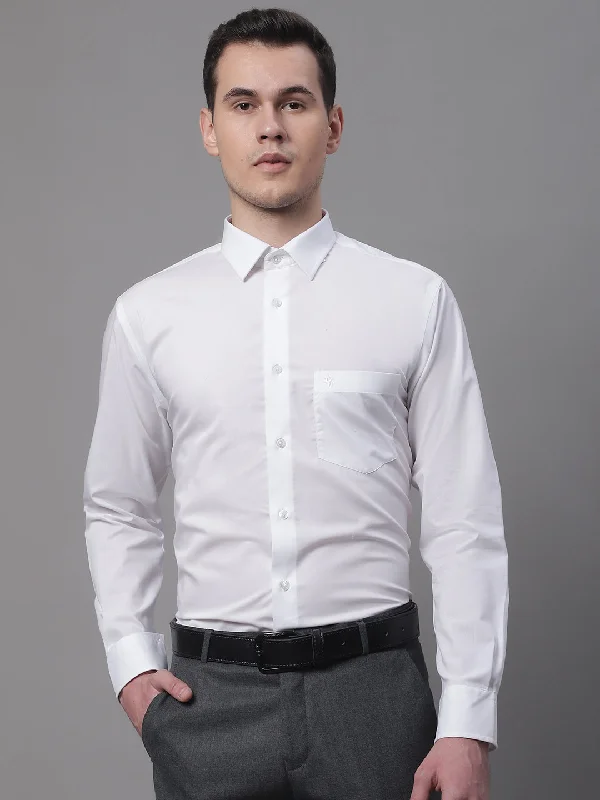 Men's White Formal Plain Full Sleeve Shirt