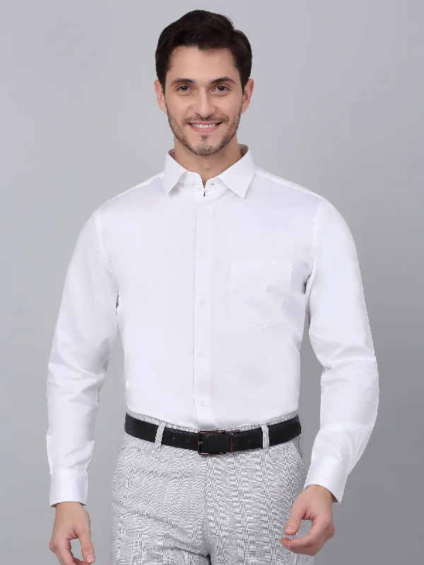 Men's White Formal Plain Full Sleeve Shirt