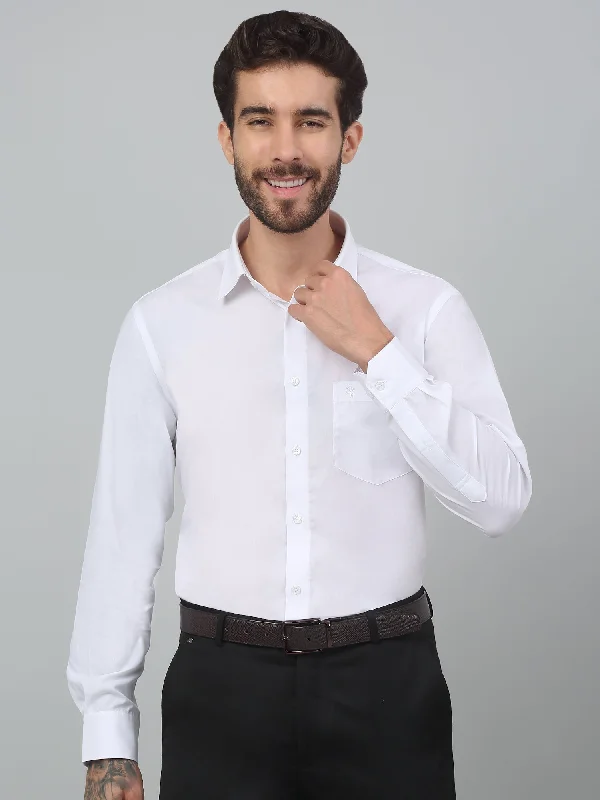 Men's White Formal Plain Full Sleeve Shirt