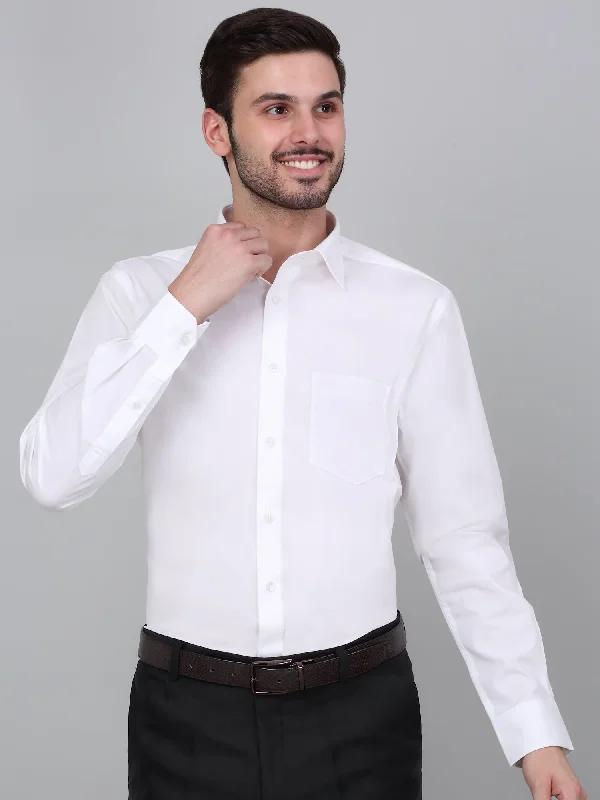 Men's White Solid Full Sleeve Formal Shirt