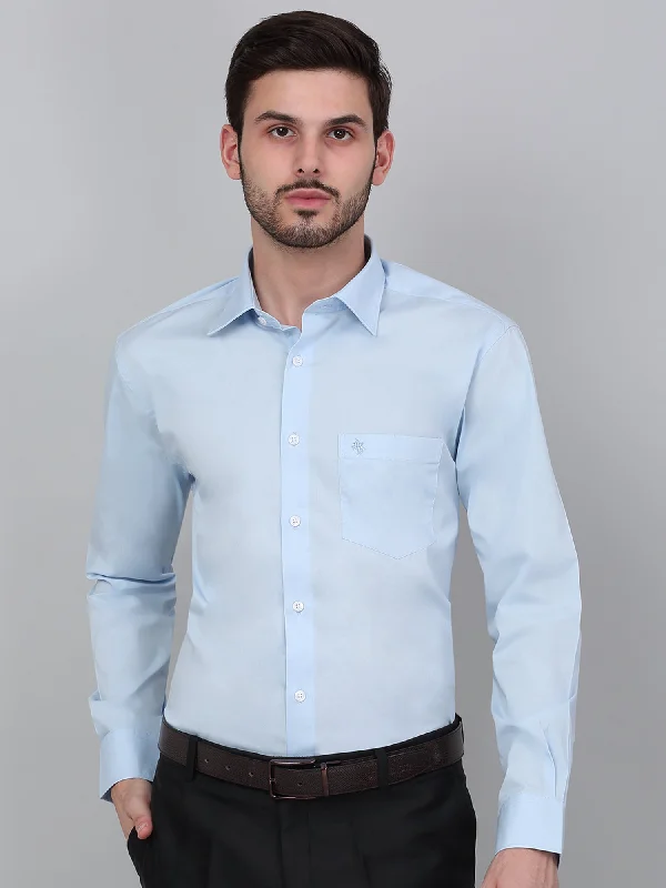 Men's Sky Blue Solid Full Sleeve Formal Shirt