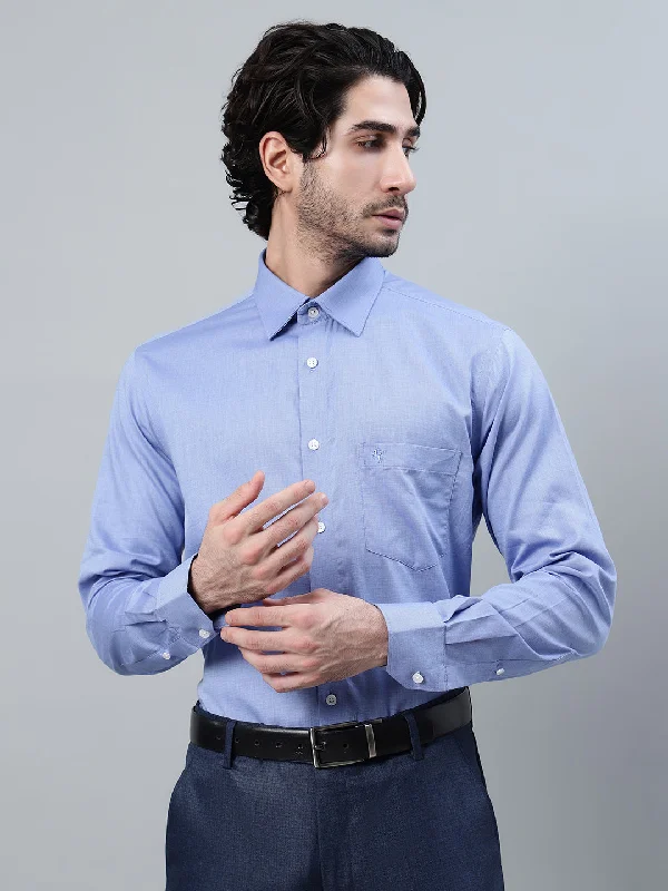 Men's Sky Blue Solid Full Sleeve Formal Shirt