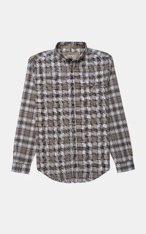 CASUAL SHIRT BEIGE KHAKI CHECK