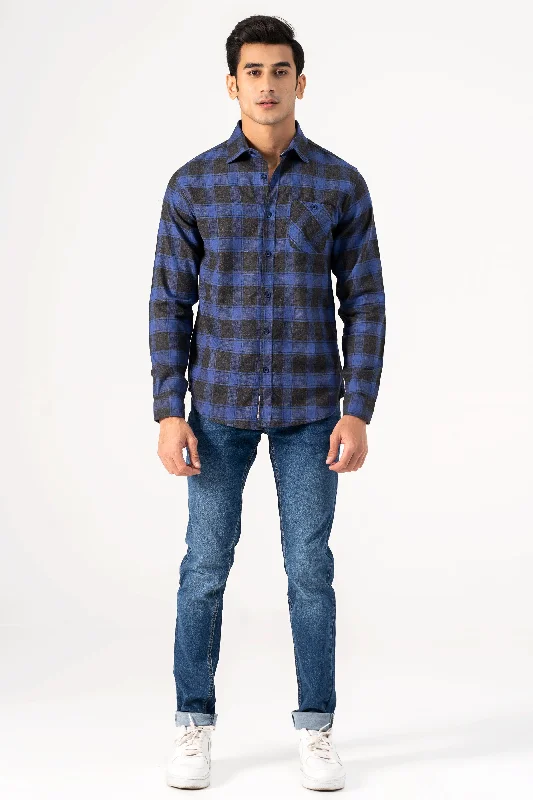 CASUAL SHIRT BLUE GREY CHECK