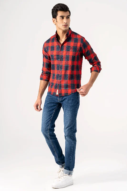 CASUAL SHIRT NAVY MAROON CHECK