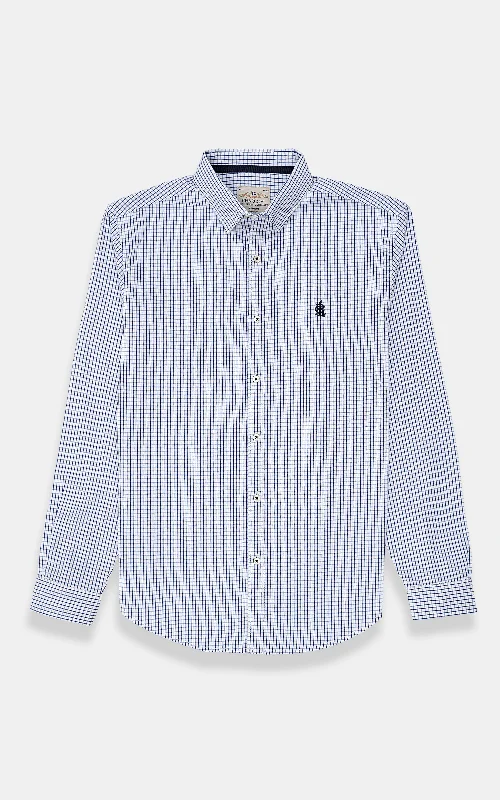 CASUAL SHIRT WHITE NAVY CHECK