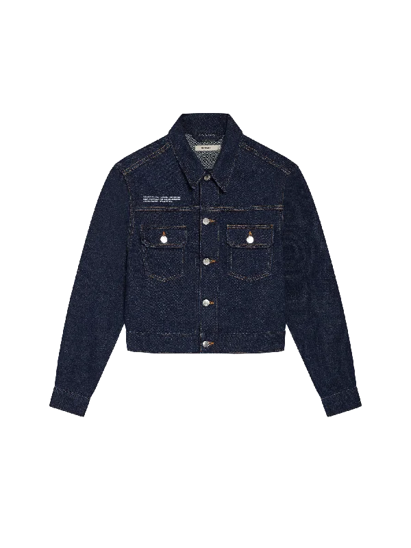 Mens Cropped Hemp Denim Jacket—rinse wash