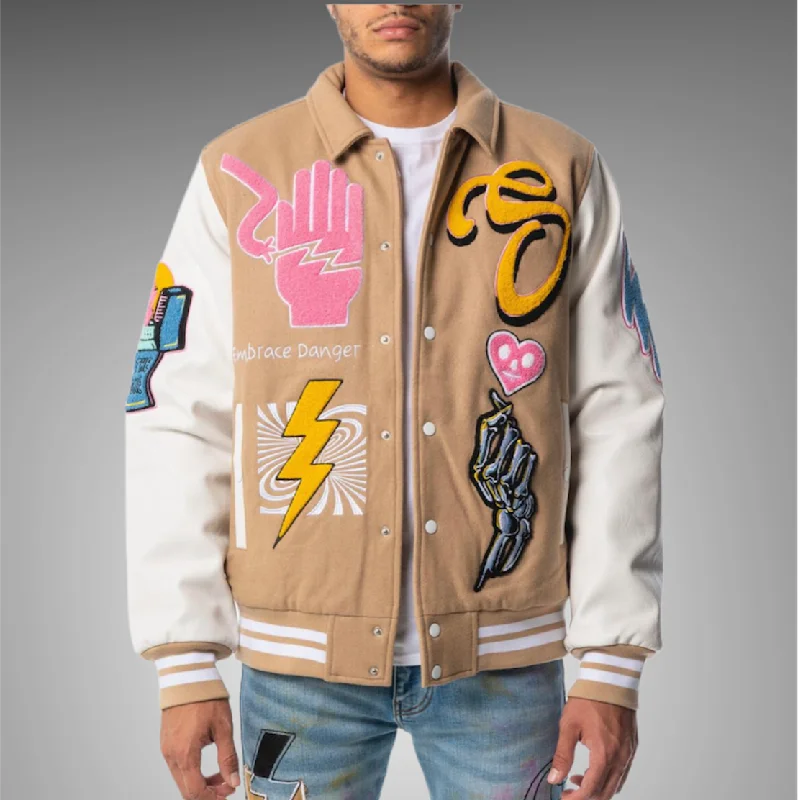 Sugar Hill Danger Letterman Jacket Tan