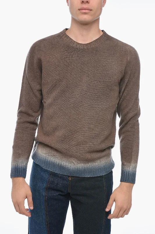 Altea Crew Neck Cashmere Blend Sweater with Degradè Bottom