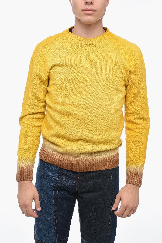 Altea Crew Neck Virgin Wool Sweater with Degradè Bottom