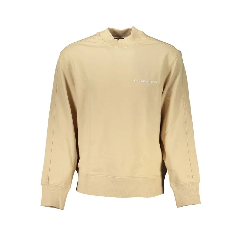 Calvin Klein Beige Crew Neck Logo Men's Sweatshirt