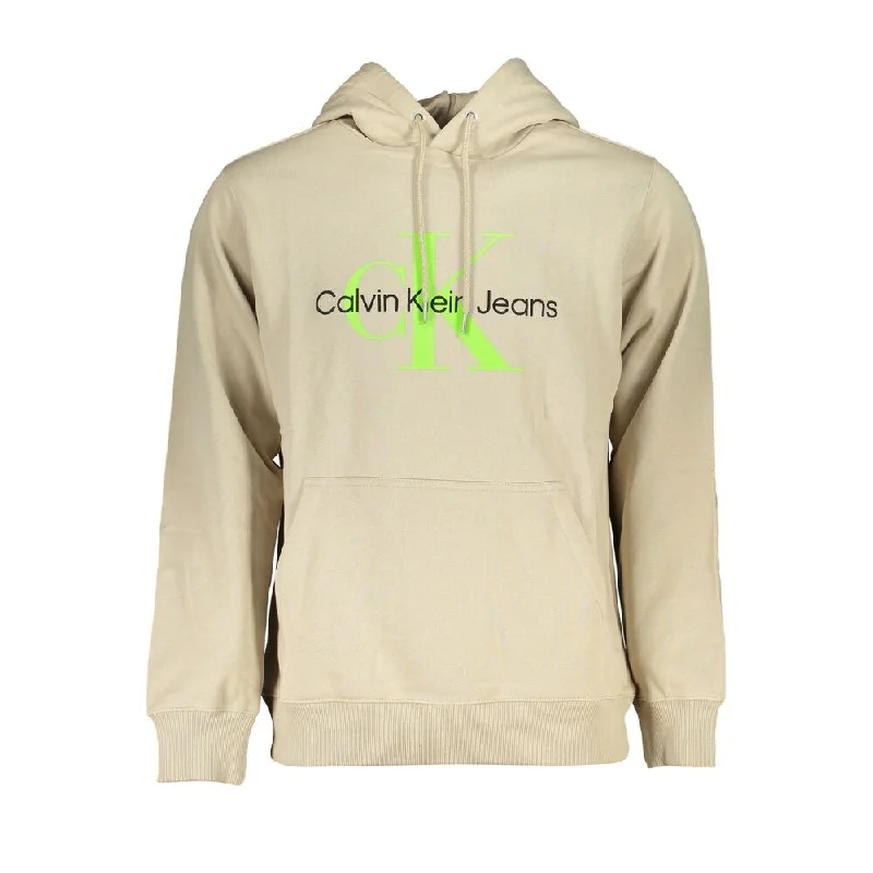 Calvin Klein Beige Hooded Cotton Men's Sweatshirt