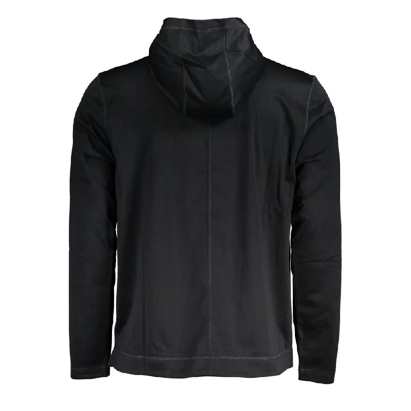 Calvin Klein Sleek Black Hooded Sweatshirt with Logo Men's Print