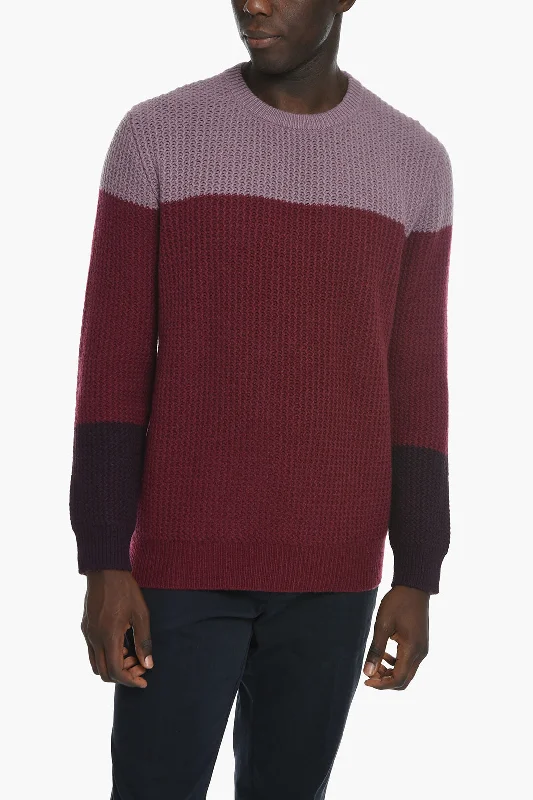 Corneliani Crew Neck Two Tone Cashmere Pullover