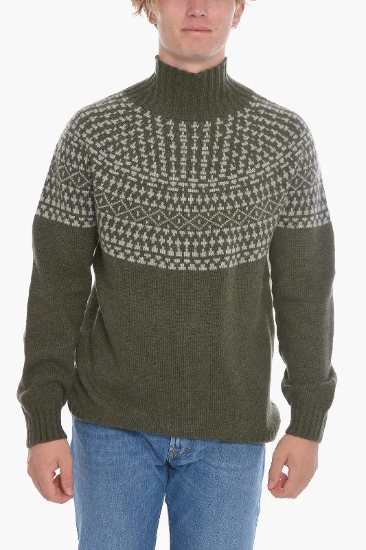 Corneliani Turtleneck Cashmere Sweater With Geometric Motif