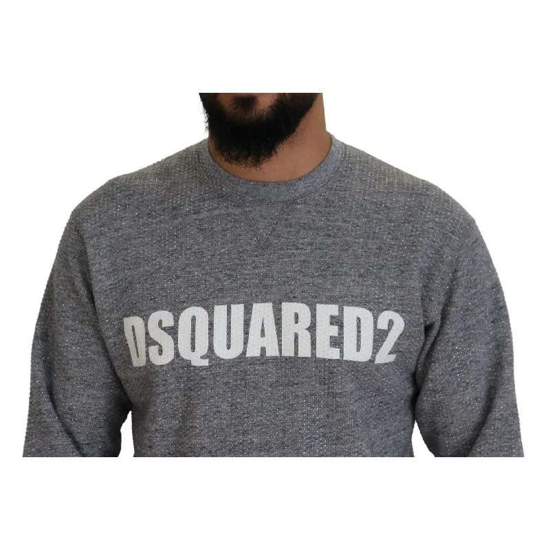 Dsquared² Gray Crystal Embellishment Men Pullover Men's Sweater (Pre-Owned)