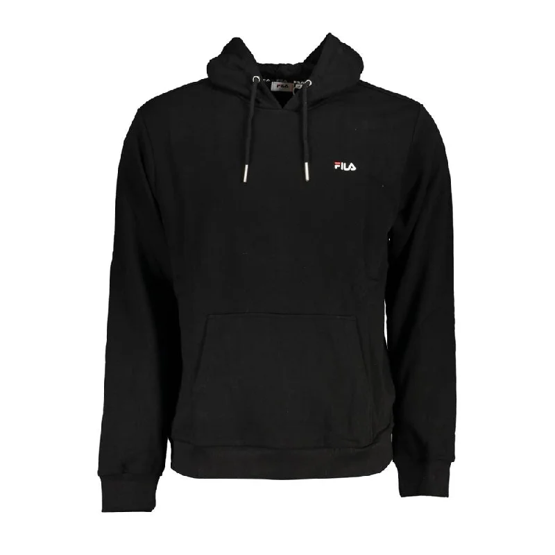 Fila Sleek Black Hooded Sweatshirt with Men's Embroidery