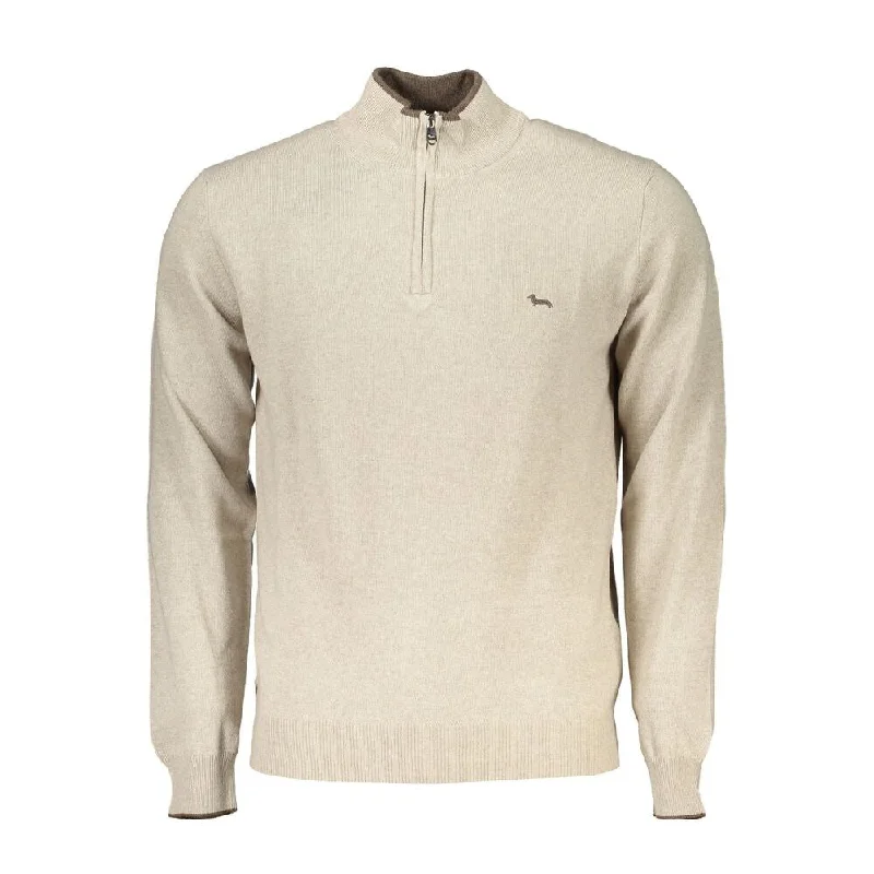 Harmont & Blaine Beige Half-Zip Sweater with Embroidery Men's Detail