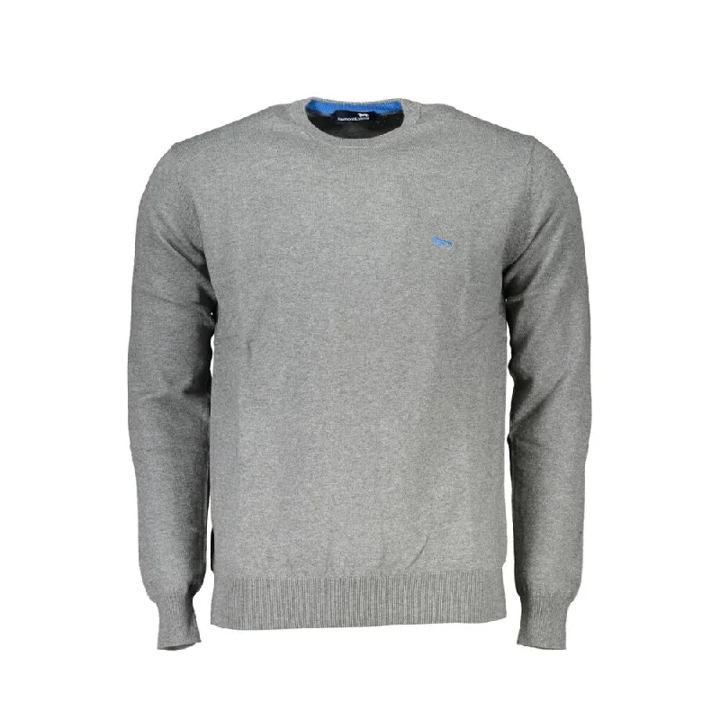 Harmont & Blaine Chic Gray Crew Neck Cotton Blend Men's Sweater