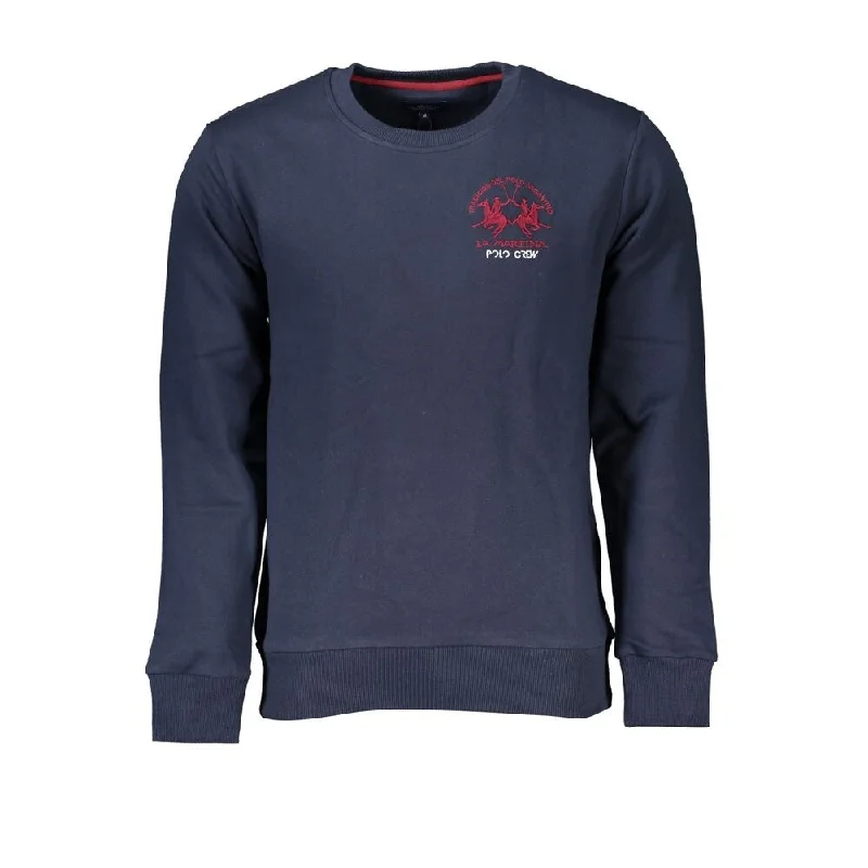 La Martina Chic Blue Crew Neck Embroidered Men's Sweatshirt