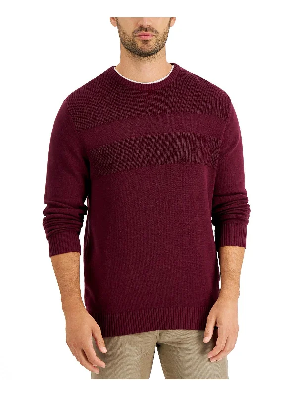 Mens 100% Cotton Ribbed Trim Sweater