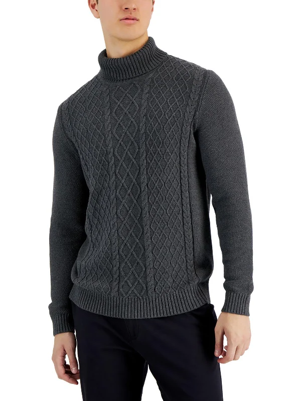 Mens Cotton Knit Turtleneck Sweater