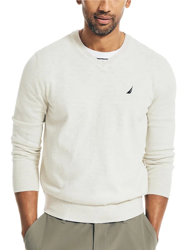 Mens Heathered V-Neck Pullover Sweater