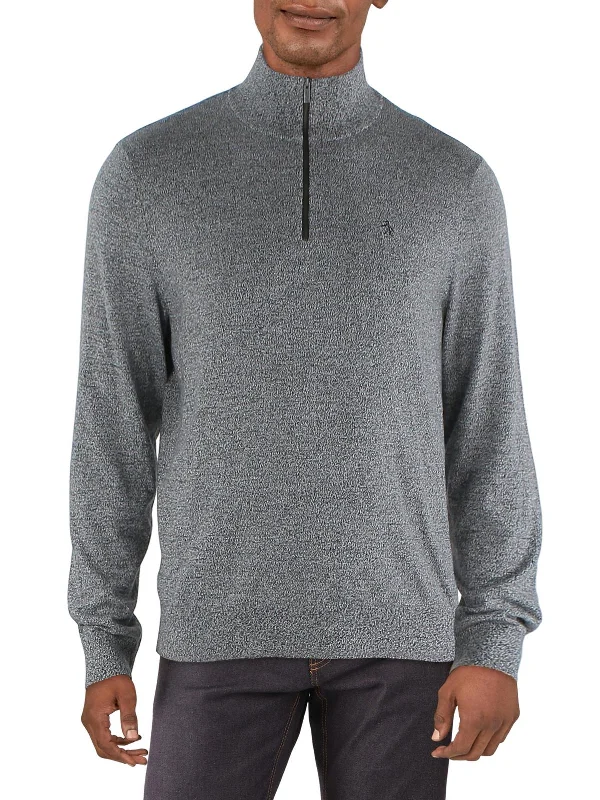 Mens Quarter Zip Long Sleeve Pullover Sweater