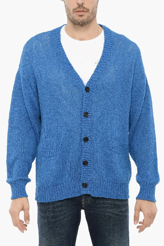 Roberto Collina Cotton and Linen V-Neck Cardigan