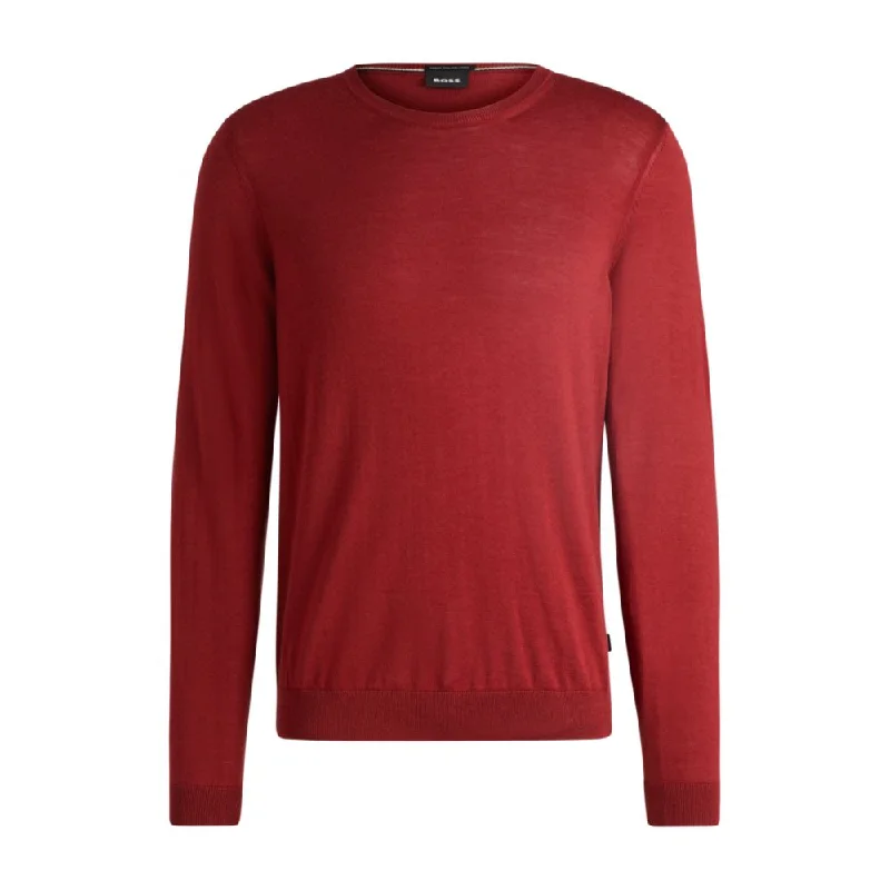 Slim-fit sweater in virgin wool with crew neckline