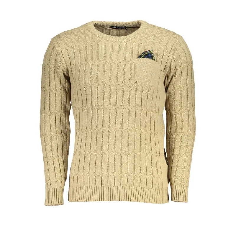 U.S. Grand Polo Elegant Beige Long Sleeve Crew Neck Men's Sweater