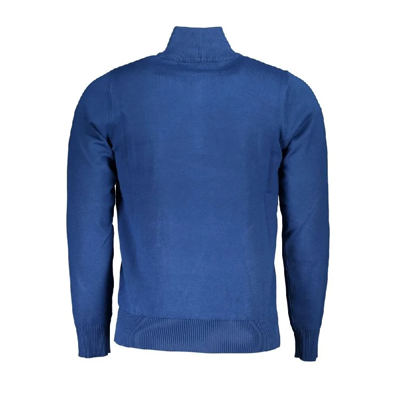 U.S. Grand Polo Elegant Half-Zip Embroidered Blue Men's Sweater