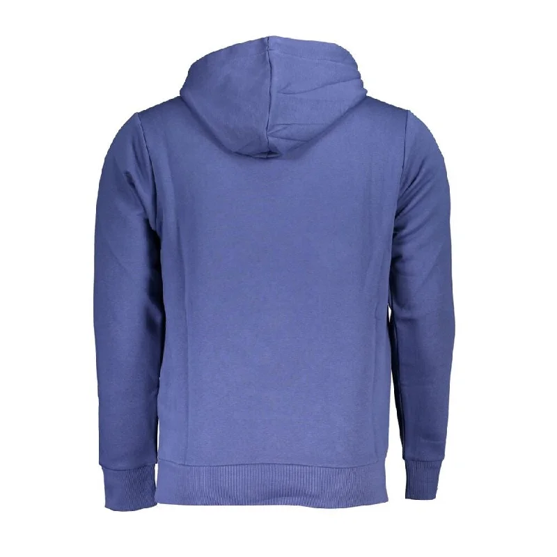 U.S. Grand Polo Elegant Long Sleeve Hooded Sweatshirt in Men's Blue