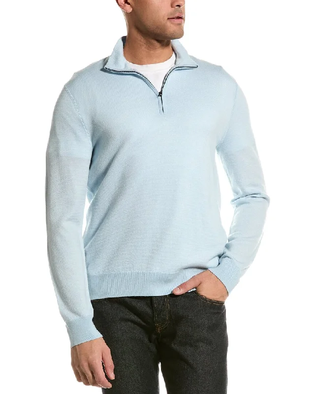 Vince Birdseye Wool 1/4-Zip Mock Sweater