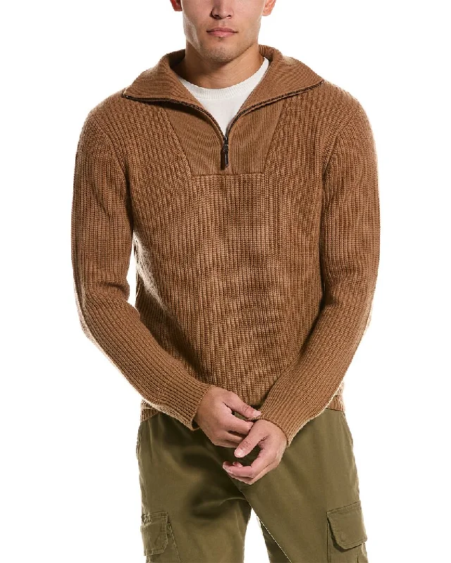 Vince Shaker Stitch Wool & Cashmere-Blend 1/4-Zip Pullover