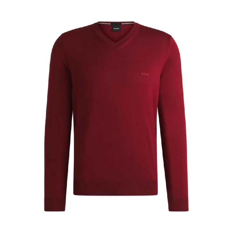 Wool regular-fit sweater with embroidered logo