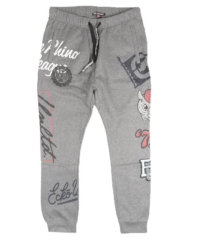 ECKO UNLTD FLEECE JOGGER PANTS GREY MARLED - EO31G700