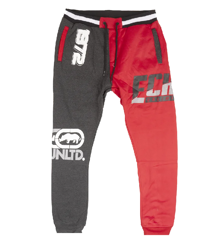 ECKO UNLTD FLEECE JOGGER PANTS TRUE RED/ CHARCOAL - EO12G776