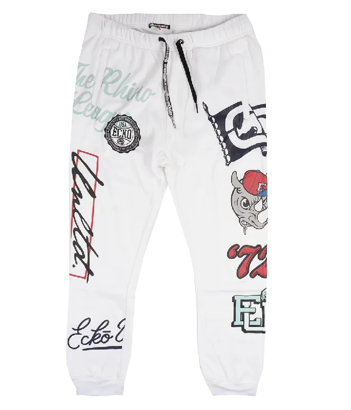 ECKO UNLTD FLEECE JOGGER PANTS WHITE - EO31G700