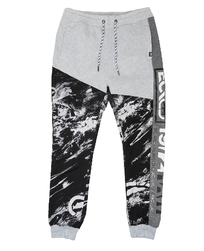 ECKO UNLTD FLEECE JOGGER PANTS WHT MARLED/BLK - EO12G740