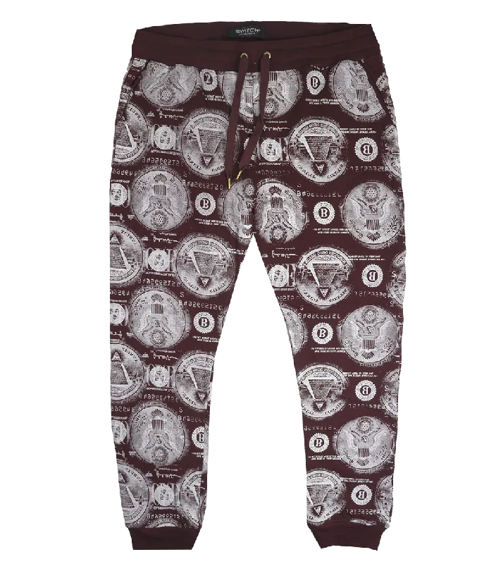 SWITCH DOLLAR SIGN JOGGER PANTS BURGUNDY - SPK5126E