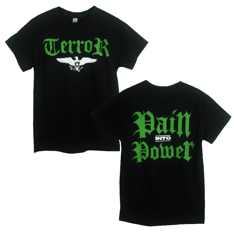 Pain Into Power (Green Print) Black - Tee